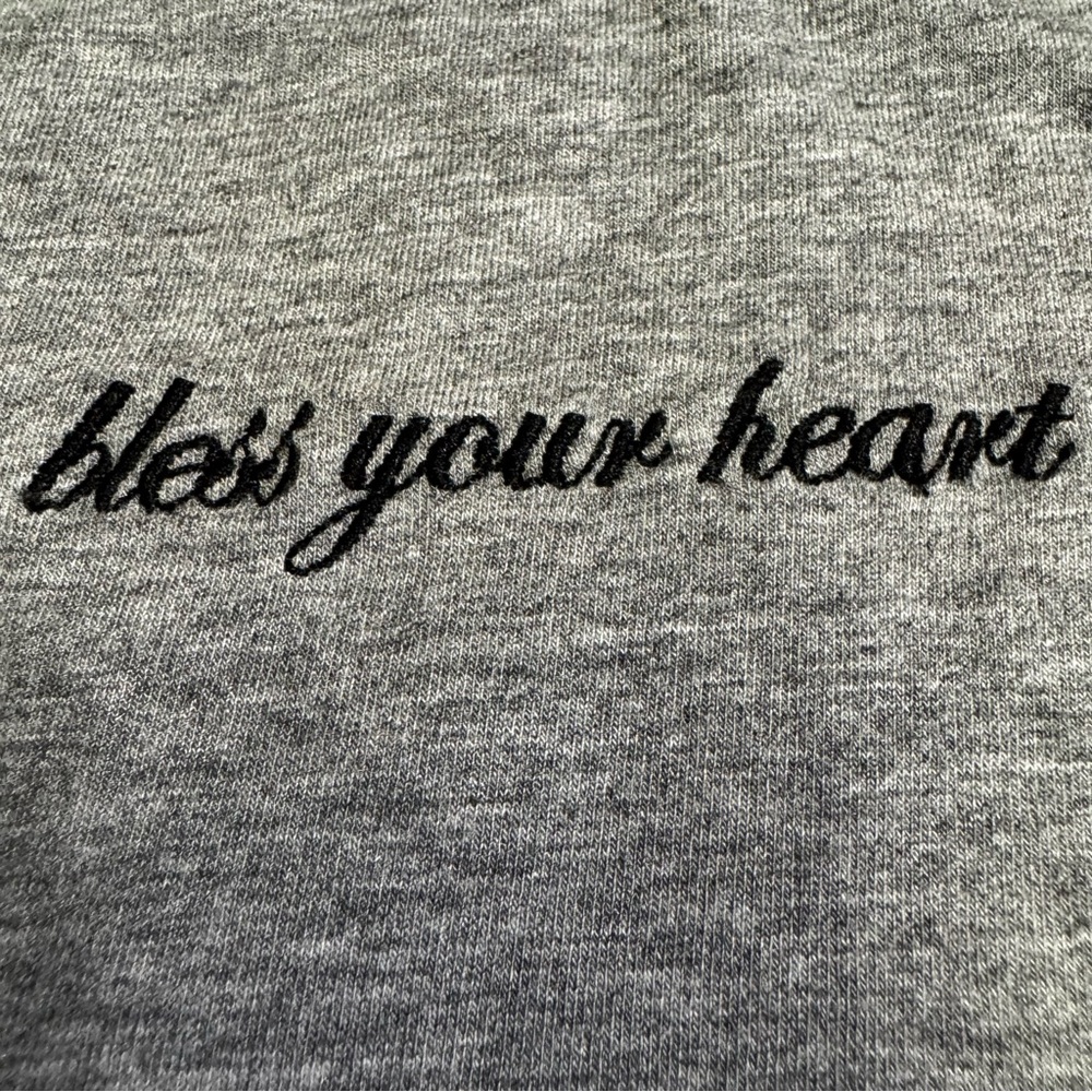 Rachel Hollis Bless Your Heart Grey Long Sleeve Shirt Size XXS Oversized NWOT - Picture 5 of 13